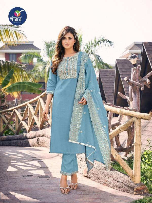 Vitara Gulmohar Fancy Silk Kurti With Bottom Dupatta Collection